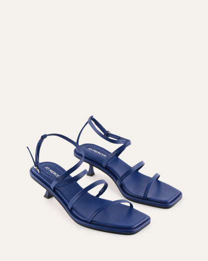 TUCKER MID HEEL SANDALS COBALT LEATHER
