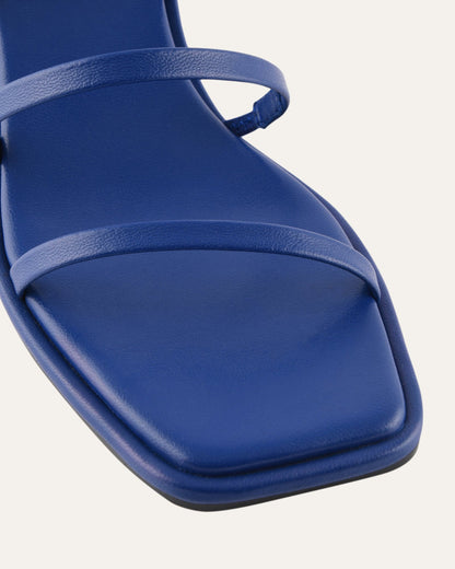 TUCKER MID HEEL SANDALS COBALT LEATHER