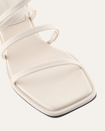 TUCKER MID HEEL SANDALS OFF WHITE LEATHER