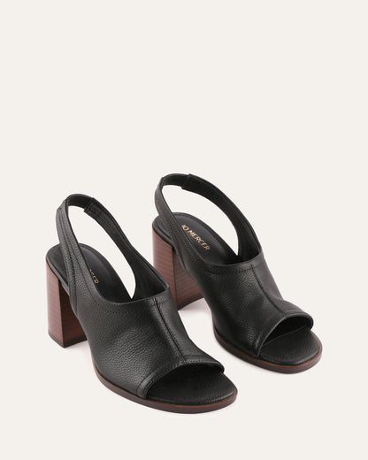 VALARIE HIGH HEEL SANDALS BLACK LEATHER