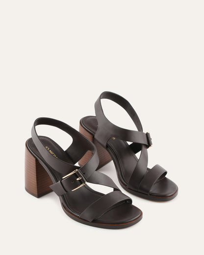 VIRGO HIGH HEEL SANDALS BITTER CHOC LEATHER