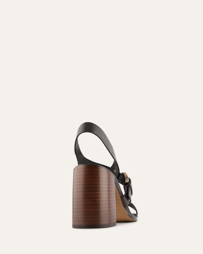 VIRGO HIGH HEEL SANDALS BITTER CHOC LEATHER