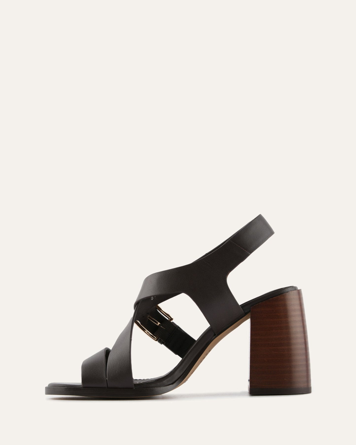 VIRGO HIGH HEEL SANDALS BITTER CHOC LEATHER