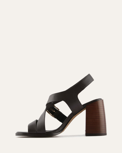 VIRGO HIGH HEEL SANDALS BITTER CHOC LEATHER