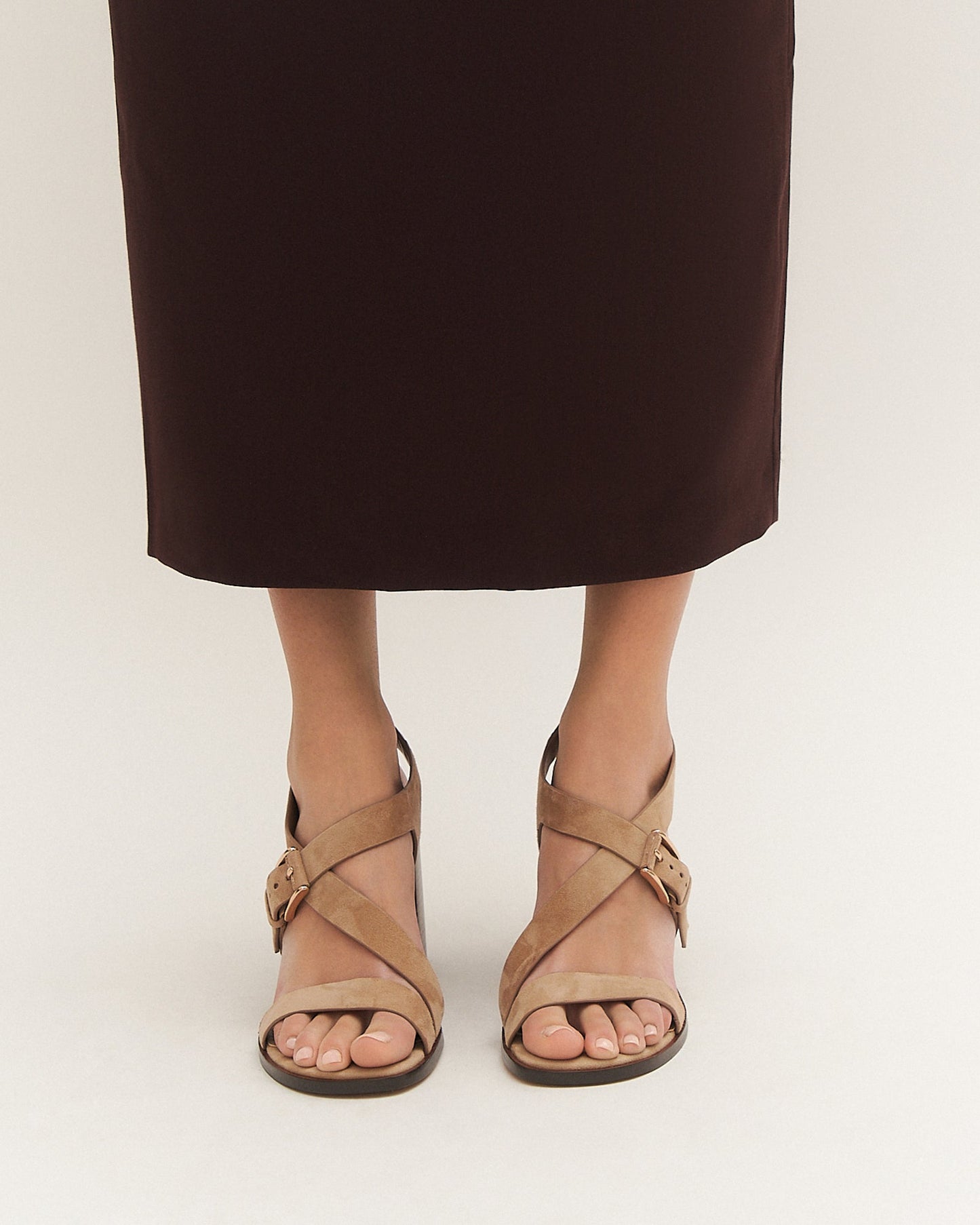 VIRGO HIGH HEEL SANDALS LATTE SUEDE