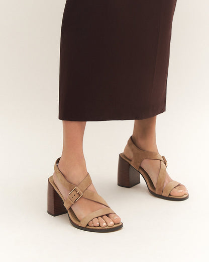 VIRGO HIGH HEEL SANDALS LATTE SUEDE