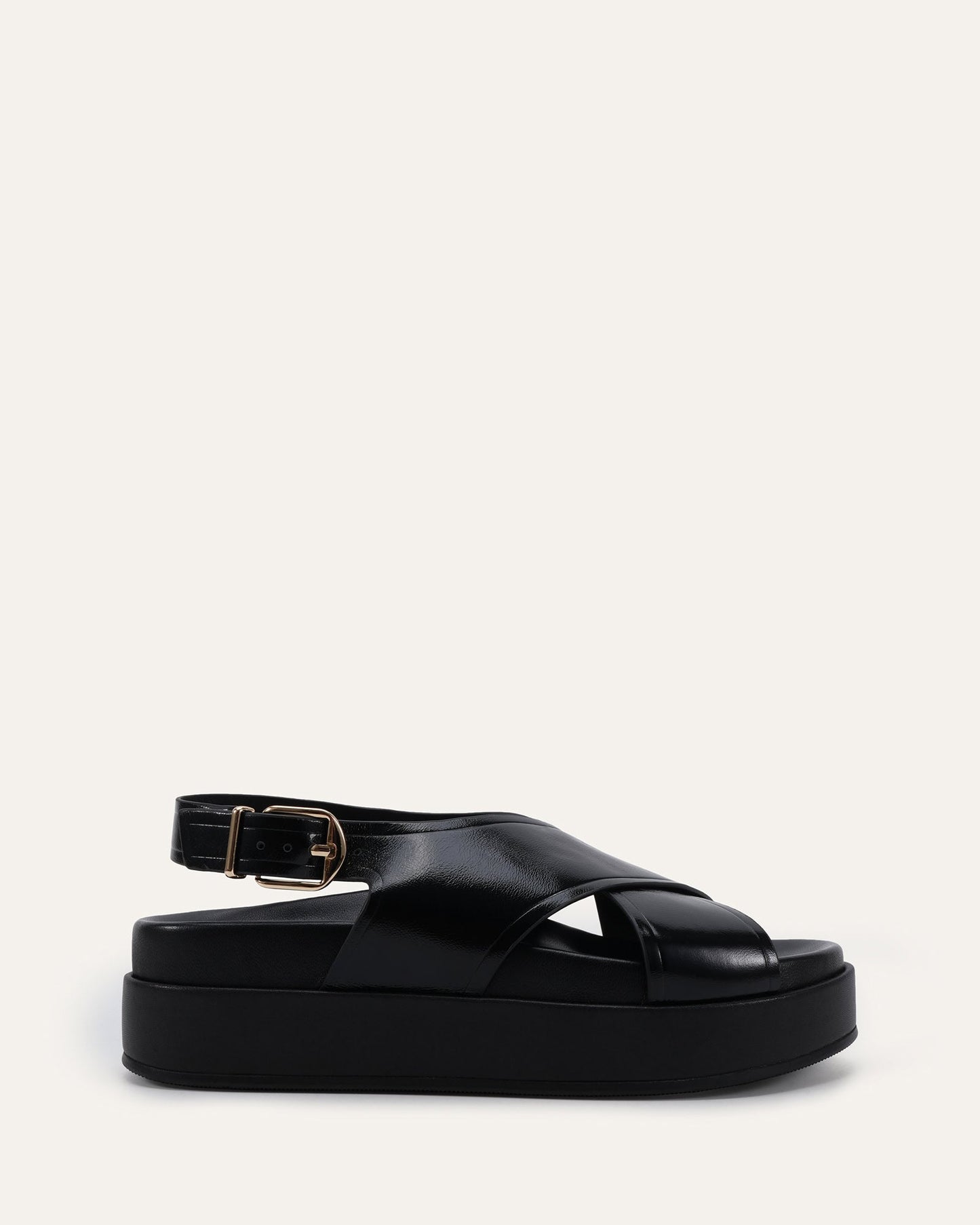 WALT FLAT SANDALS BLACK LEATHER