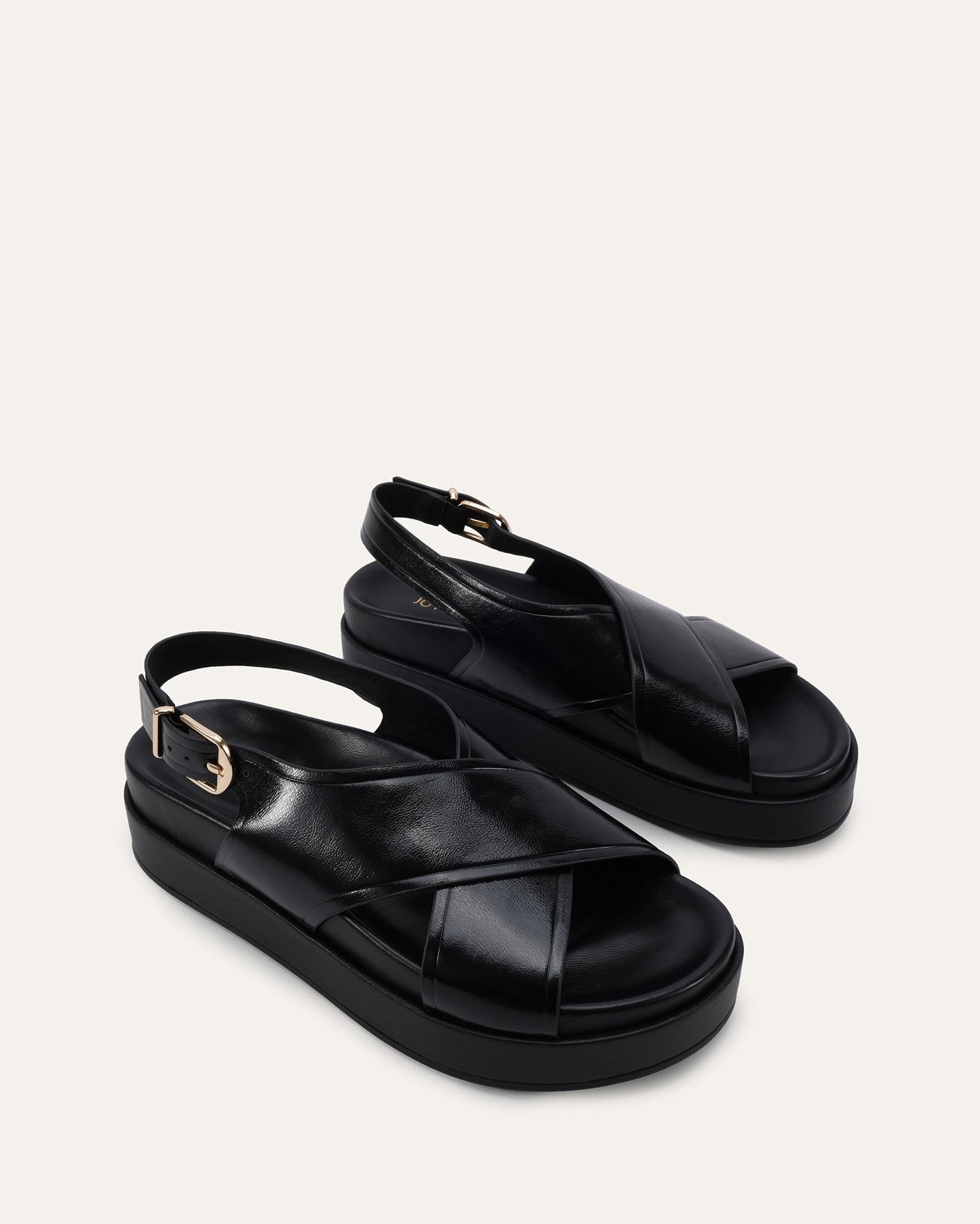 WALT FLAT SANDALS BLACK LEATHER