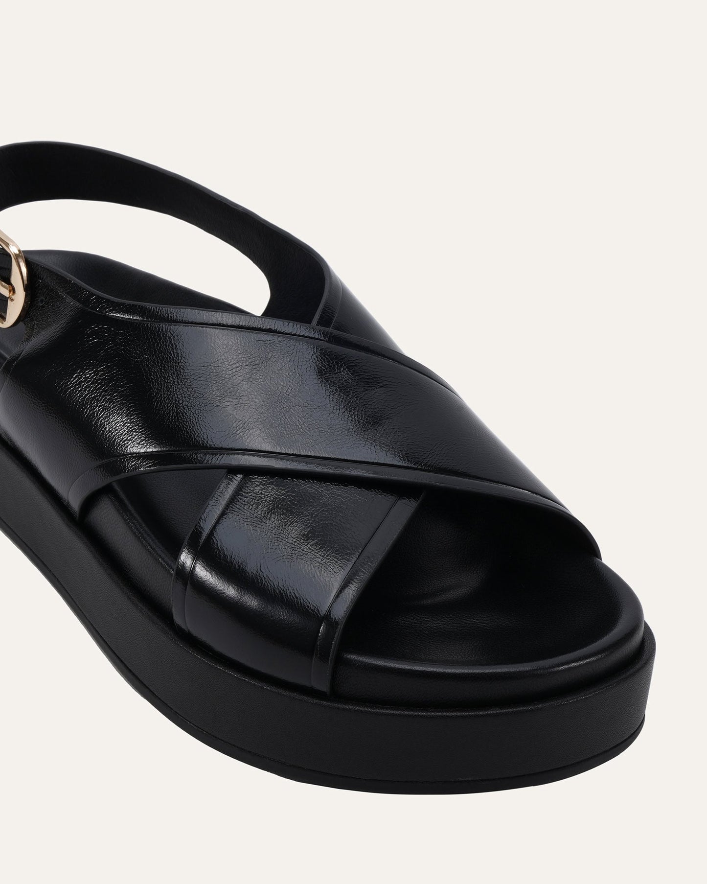 WALT FLAT SANDALS BLACK LEATHER
