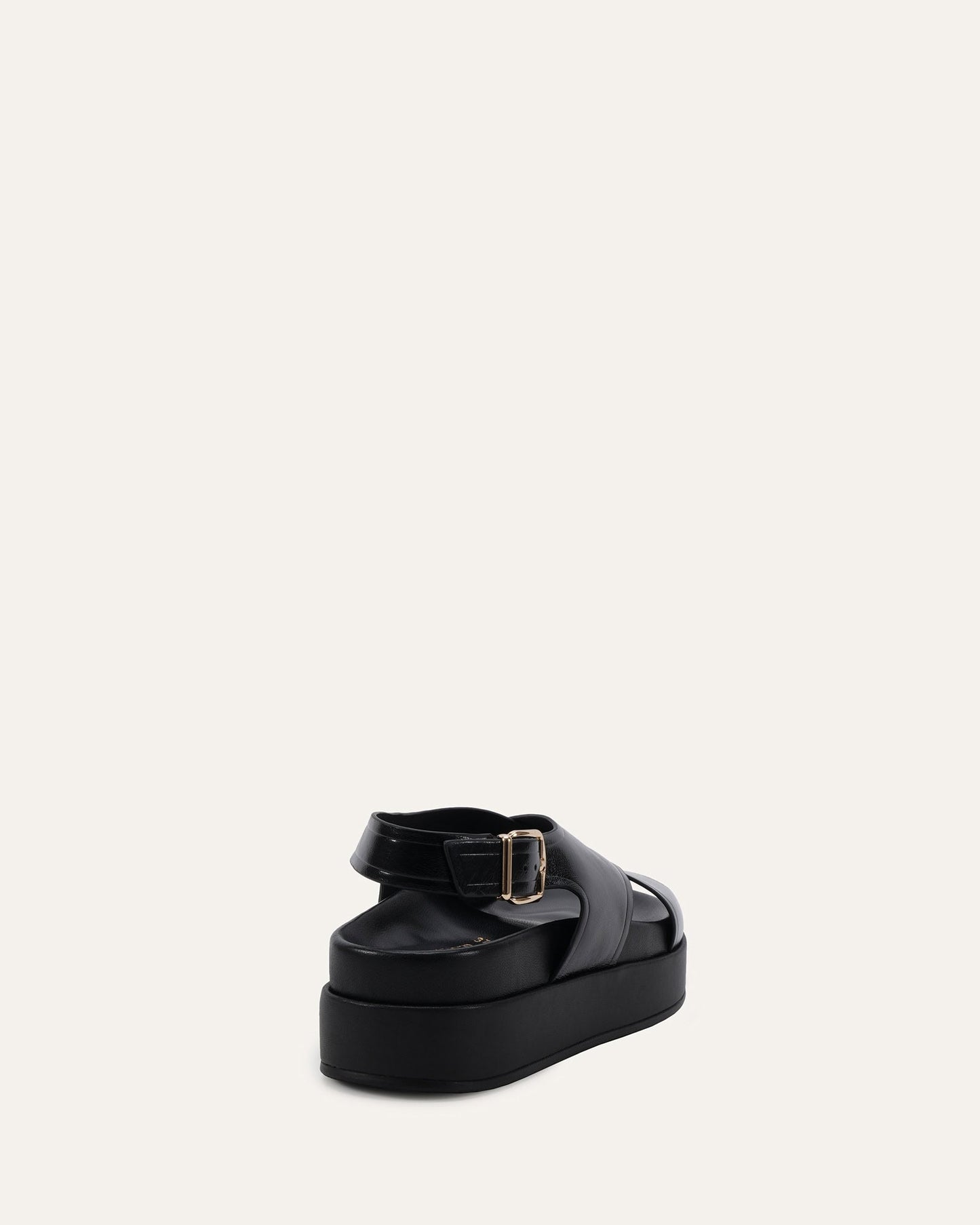 WALT FLAT SANDALS BLACK LEATHER