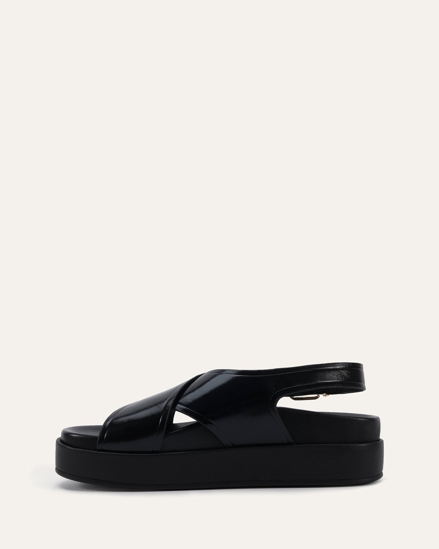 WALT FLAT SANDALS BLACK LEATHER