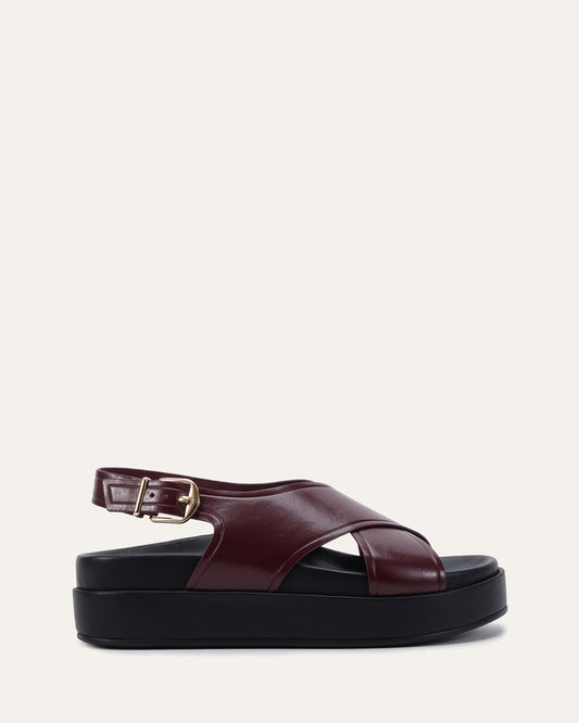 WALT FLAT SANDALS MERLOT LEATHER