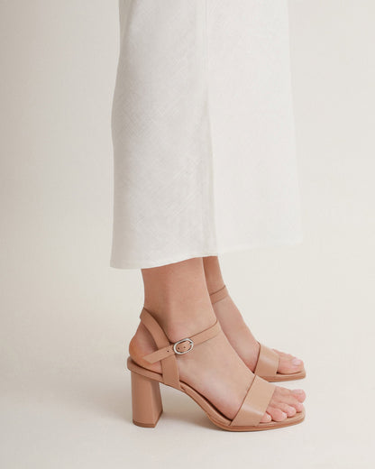 CALAIS HIGH HEEL SANDALS BEIGE LEATHER