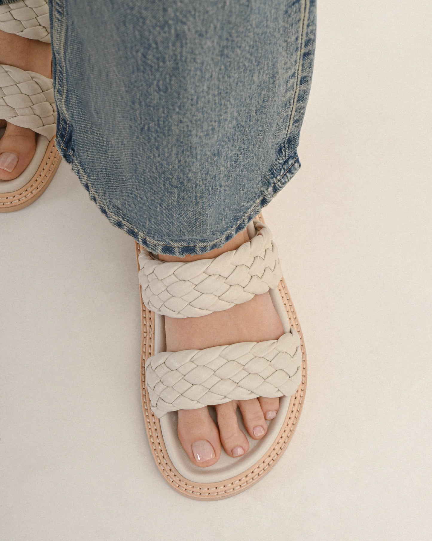 VEGA FLAT SANDALS OFF WHITE LEATHER