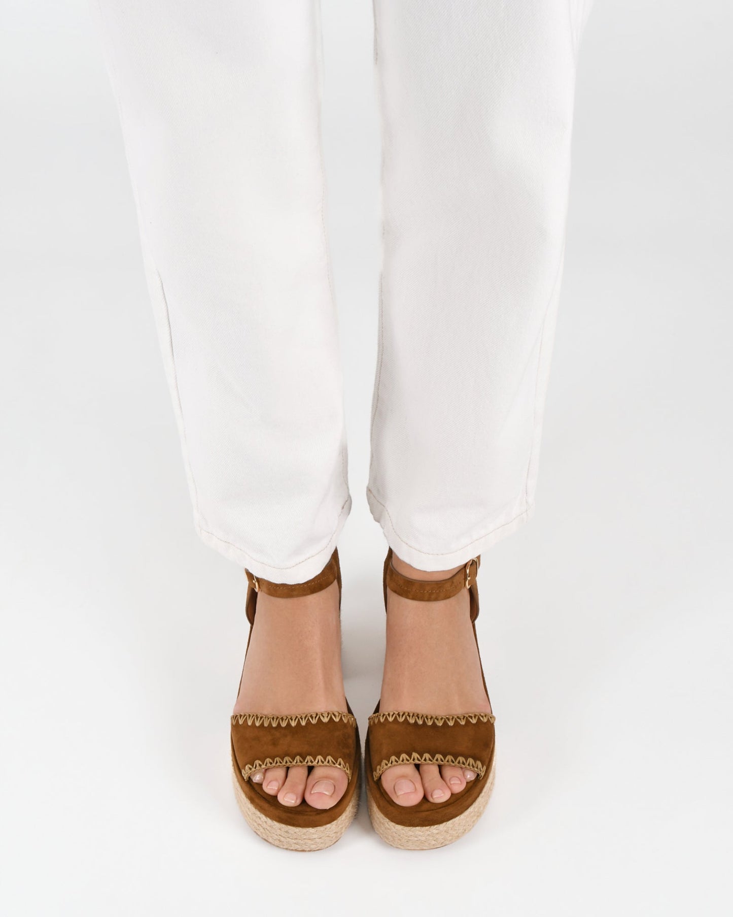 FISHER HIGH HEEL PLATFORM SANDALS BISCUIT SUEDE