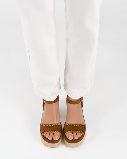 FISHER HIGH HEEL PLATFORM SANDALS BISCUIT SUEDE