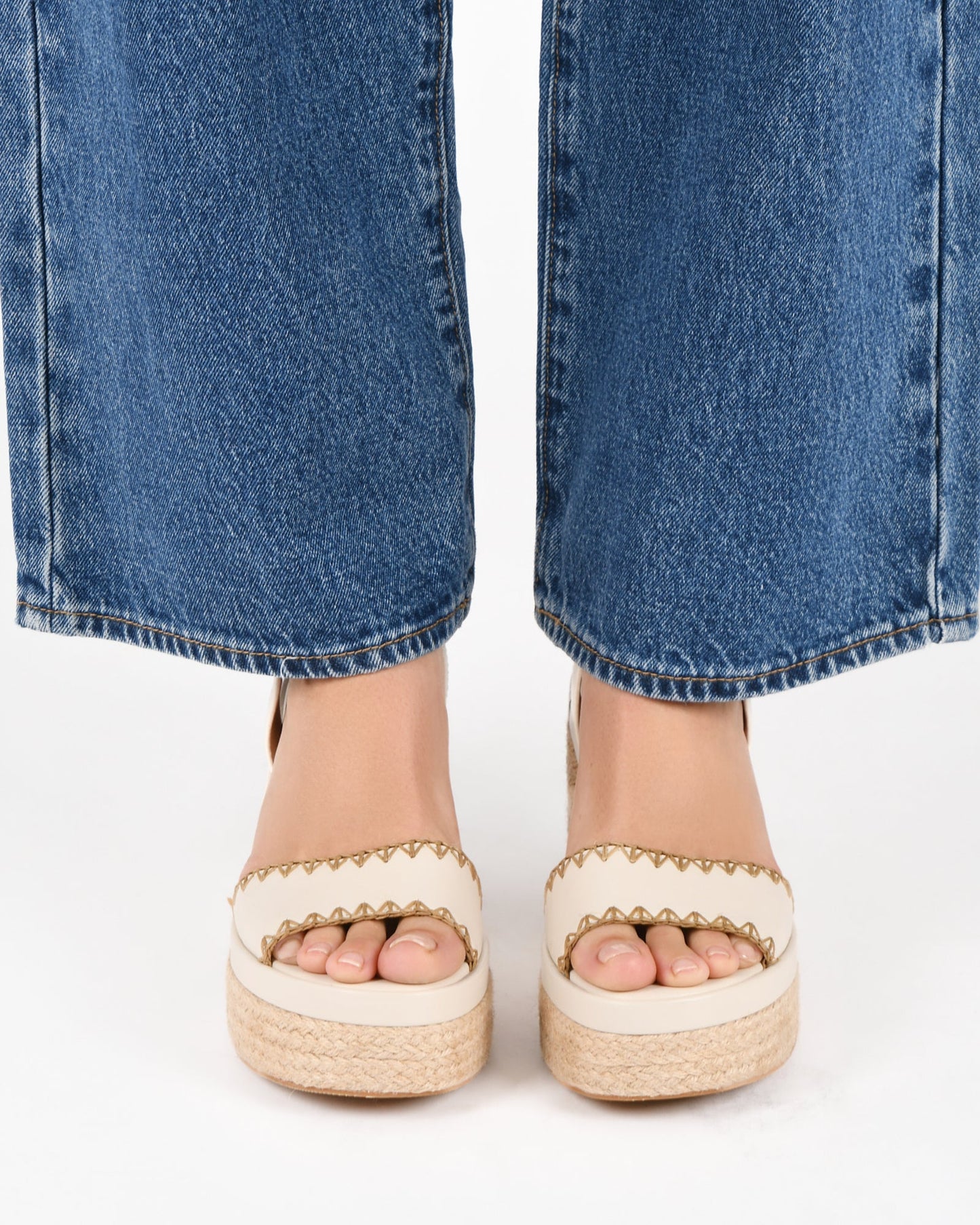 FISHER HIGH HEEL PLATFORM SANDALS OFF WHITE LEATHER