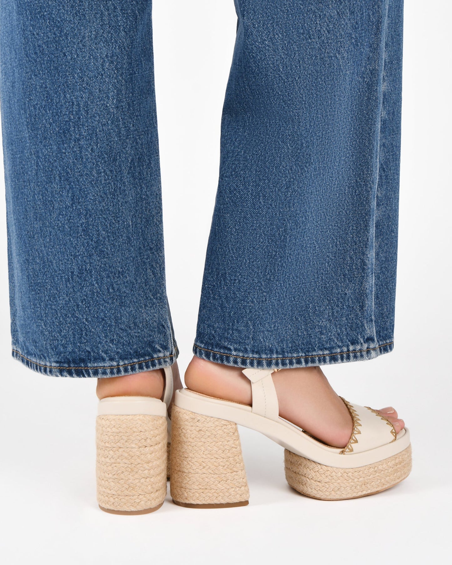 FISHER HIGH HEEL PLATFORM SANDALS OFF WHITE LEATHER