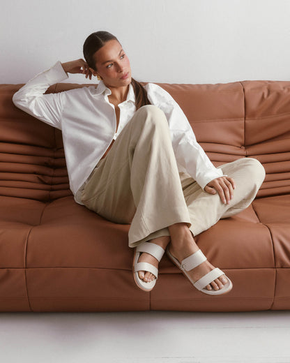 HAYES FLAT SANDALS OFF WHITE LEATHER