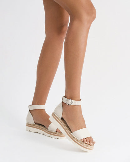 IVY FLAT SANDALS OFF WHITE LEATHER