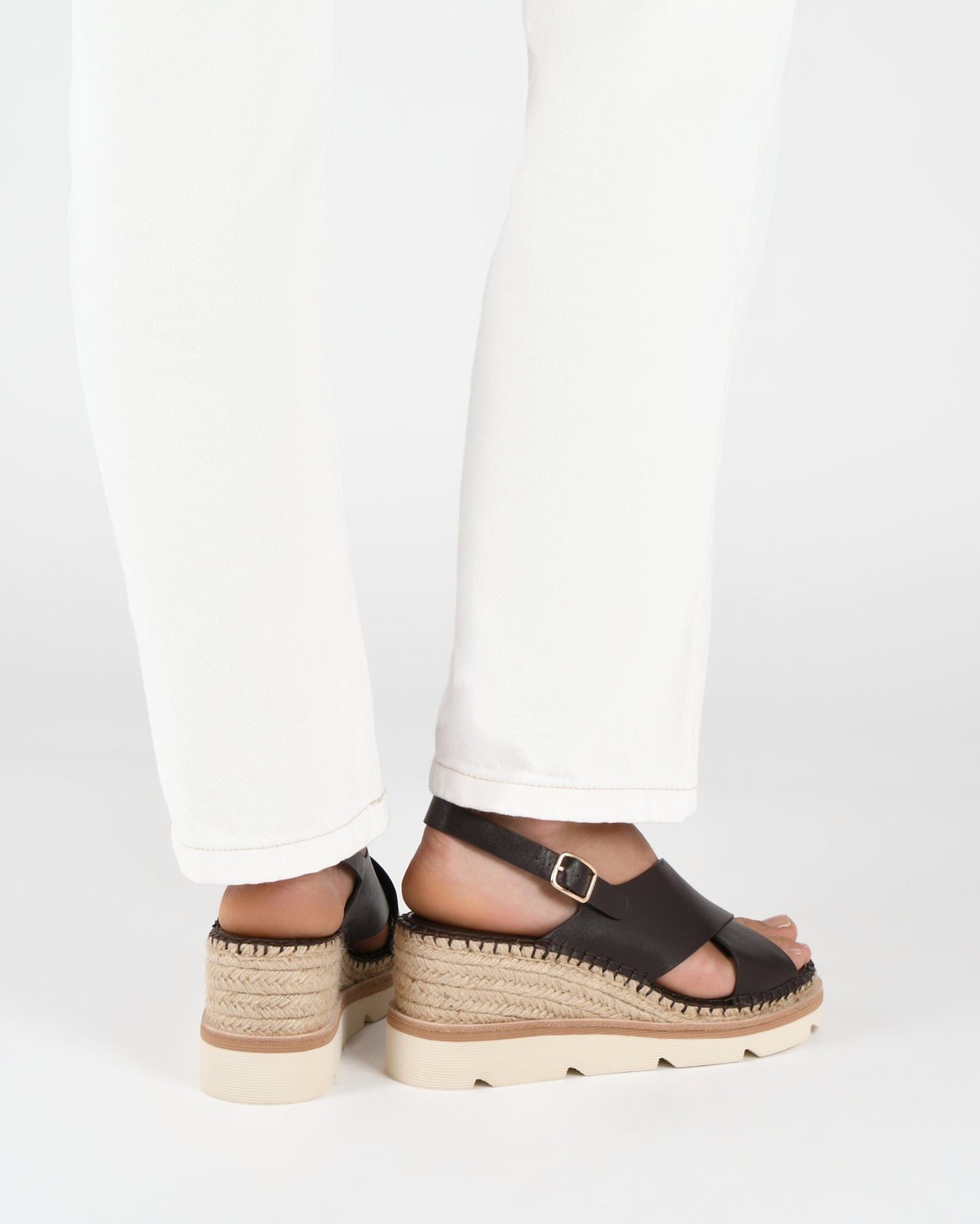 KIMBERLEY MID WEDGE SANDALS BITTER CHOC LEATHER