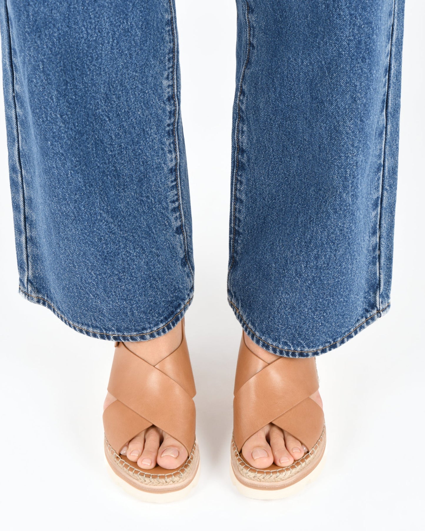 KIMBERLEY MID WEDGE SANDALS TAN LEATHER