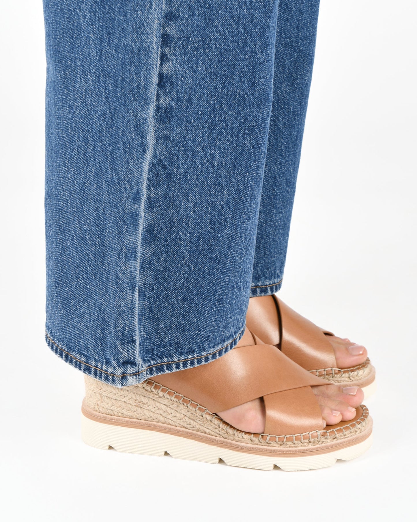 KIMBERLEY MID WEDGE SANDALS TAN LEATHER