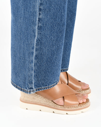 KIMBERLEY MID WEDGE SANDALS TAN LEATHER