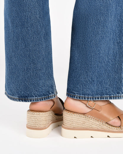 KIMBERLEY MID WEDGE SANDALS TAN LEATHER