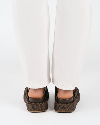 MARCO FLAT SANDALS BITTER CHOC RAFFIA