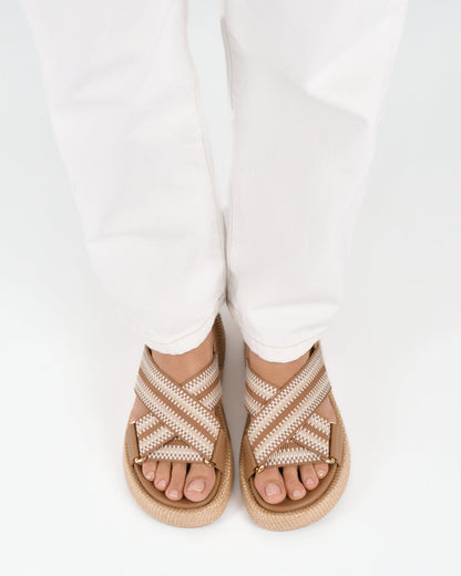 MARLEY FLAT SANDALS TAN MULTI