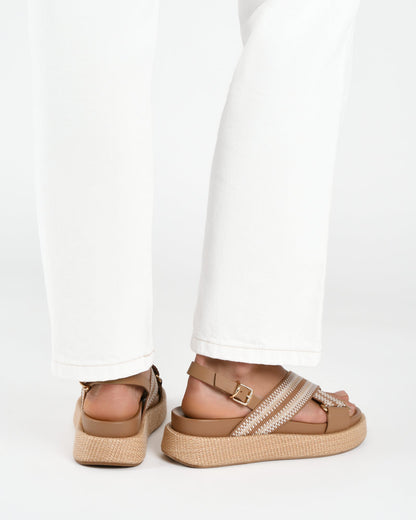 MARLEY FLAT SANDALS TAN MULTI