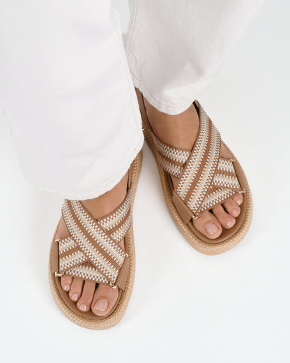 MARLEY FLAT SANDALS TAN MULTI