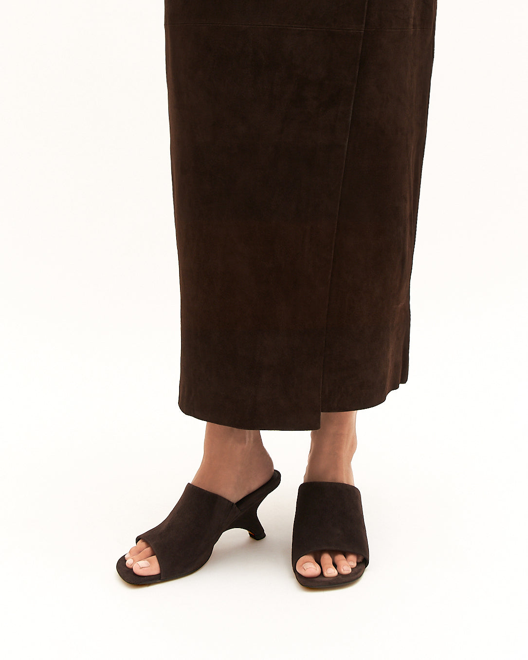 MENA MID HEEL SANDALS BITTER CHOC SUEDE