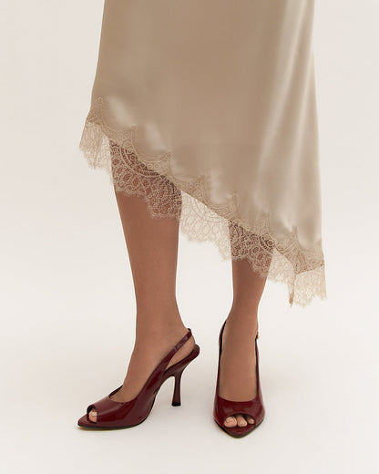 RHODA HIGH HEEL SANDALS RUBY RED PATENT