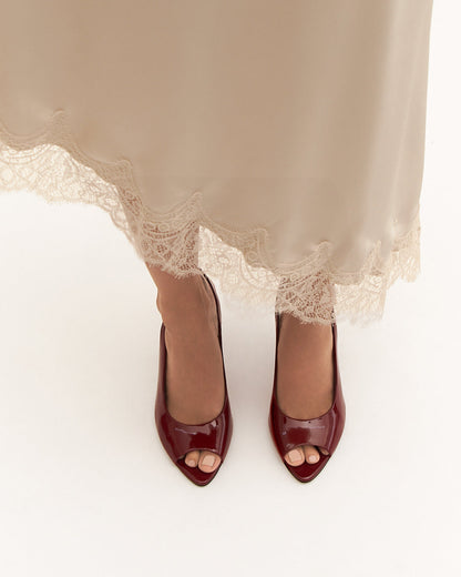 RHODA HIGH HEEL SANDALS RUBY RED PATENT