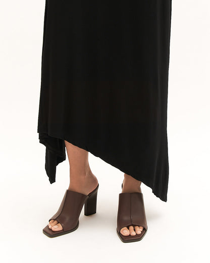 ZULU HIGH HEEL SANDALS BITTER CHOC LEATHER