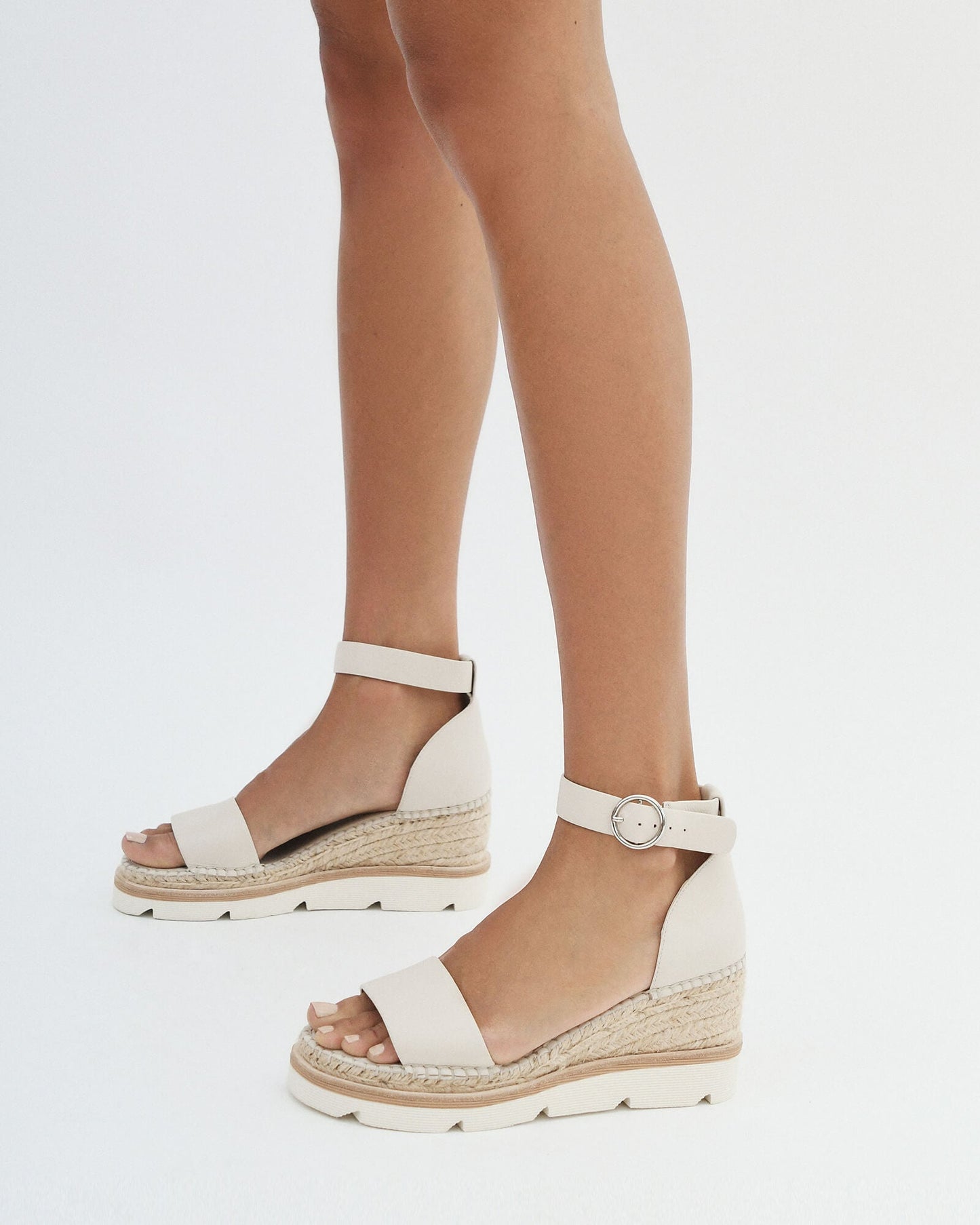 KELLY MID HEEL WEDGES BONE LEATHER