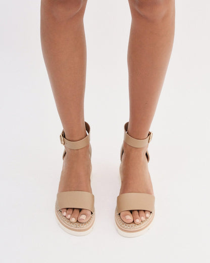 KELLY MID HEEL WEDGES TAN LEATHER