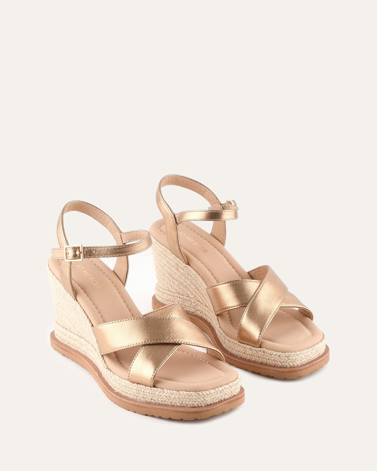 WENDELL HIGH HEEL WEDGES GOLD LEATHER