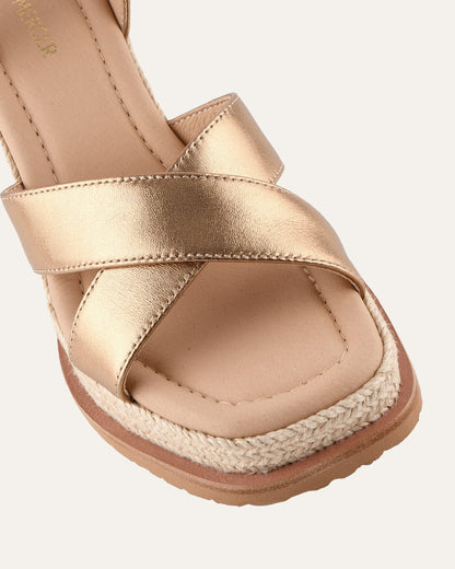 WENDELL HIGH HEEL WEDGES GOLD LEATHER