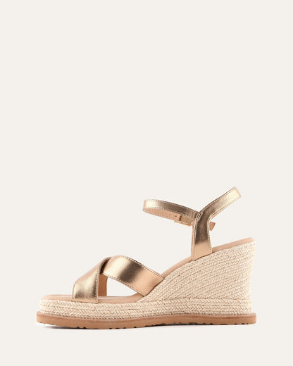 WENDELL HIGH HEEL WEDGES GOLD LEATHER