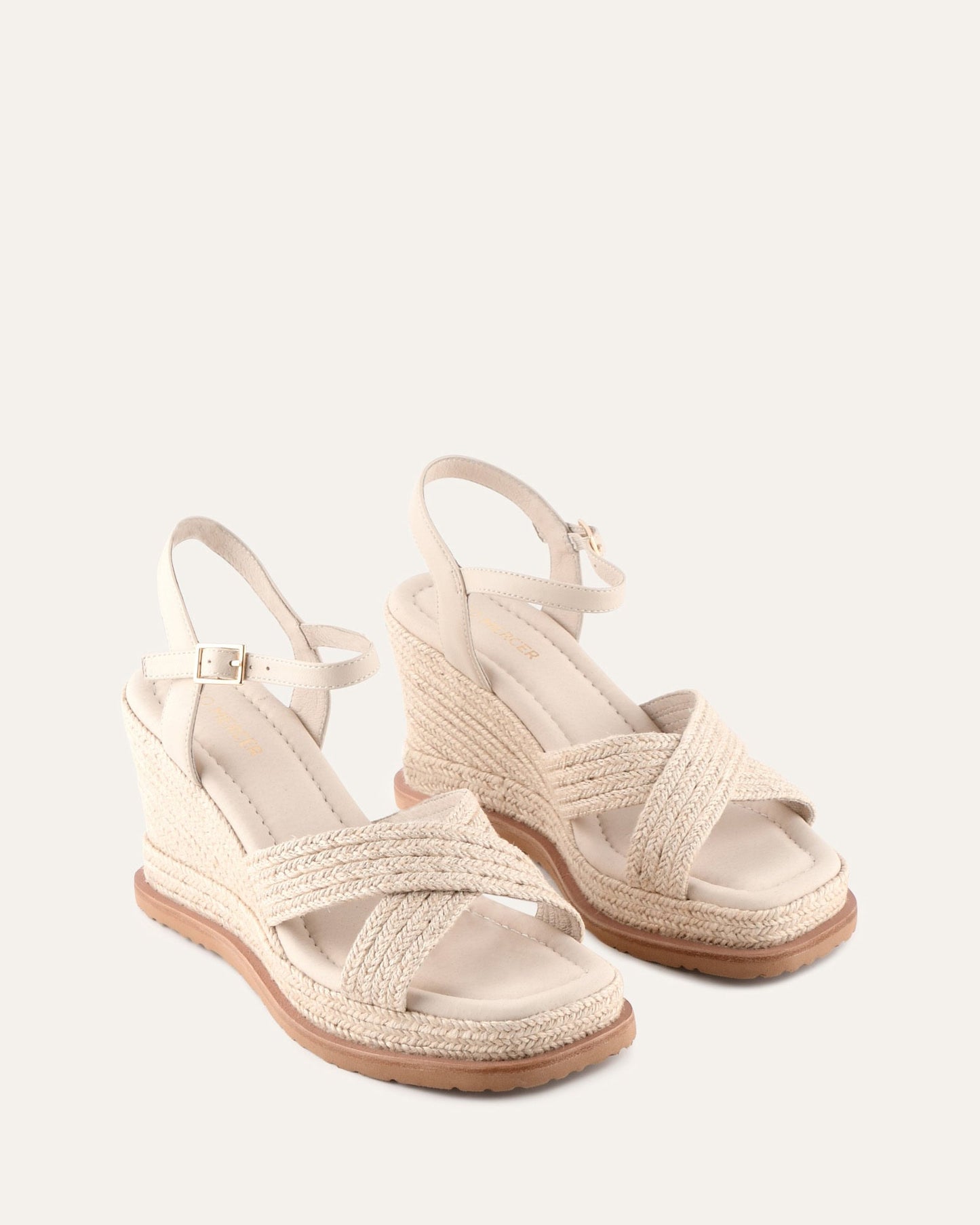 WENDELL HIGH HEEL WEDGES OFF WHITE LEATHER