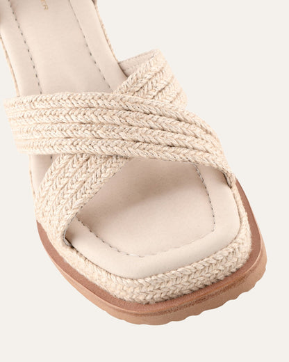 WENDELL HIGH HEEL WEDGES OFF WHITE LEATHER