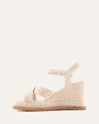 WENDELL HIGH HEEL WEDGES OFF WHITE LEATHER