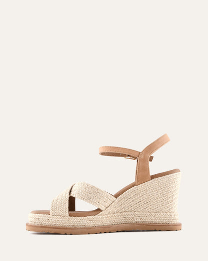 WENDELL HIGH HEEL WEDGES TAN LEATHER