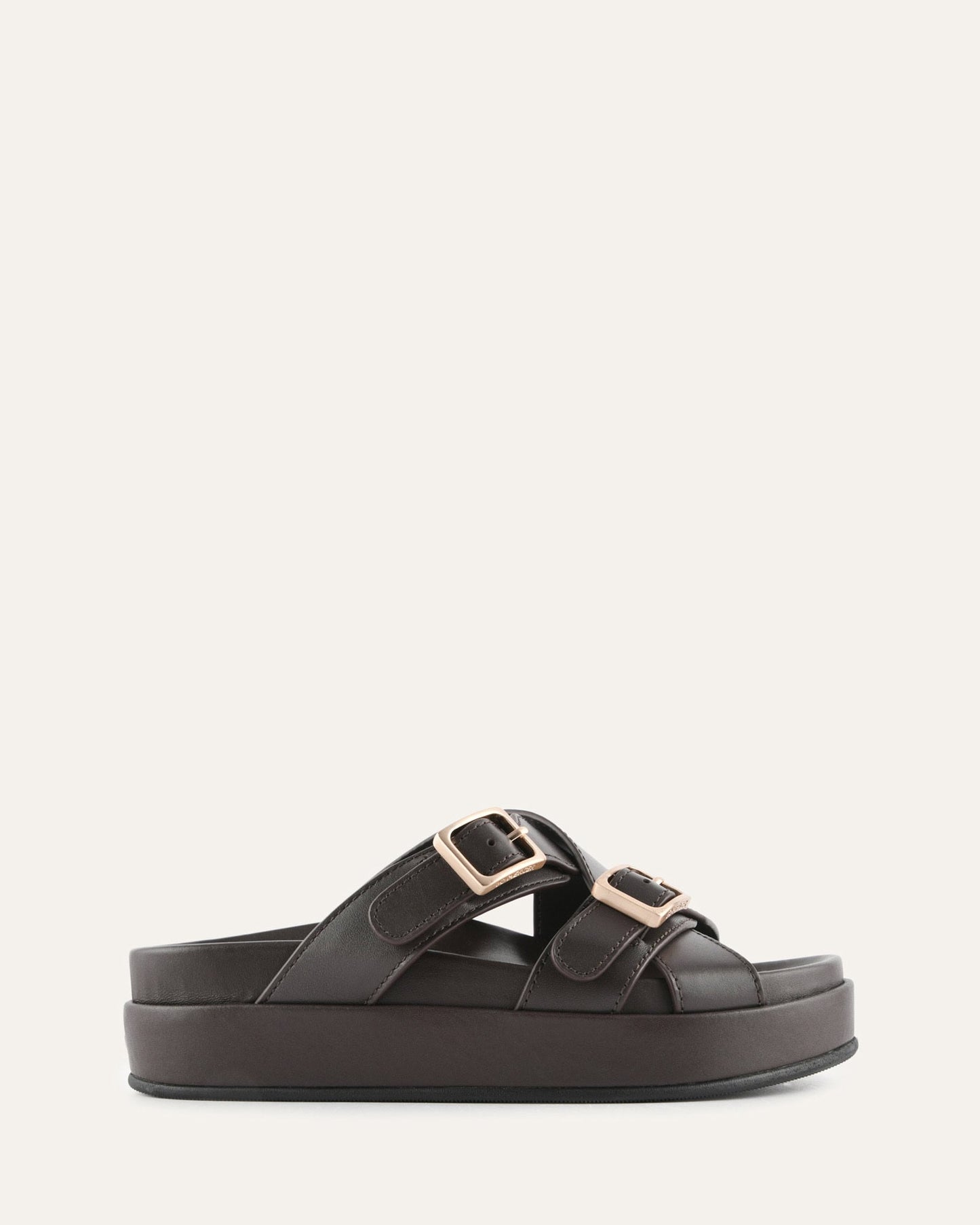 WICCA FLAT SANDALS BITTER CHOC LEATHER