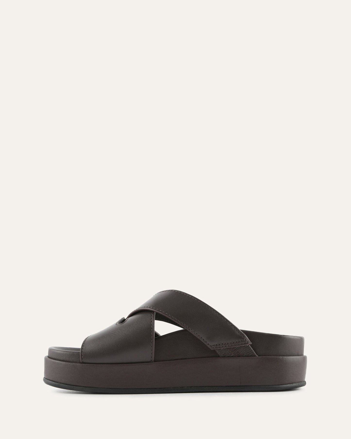 WICCA FLAT SANDALS BITTER CHOC LEATHER