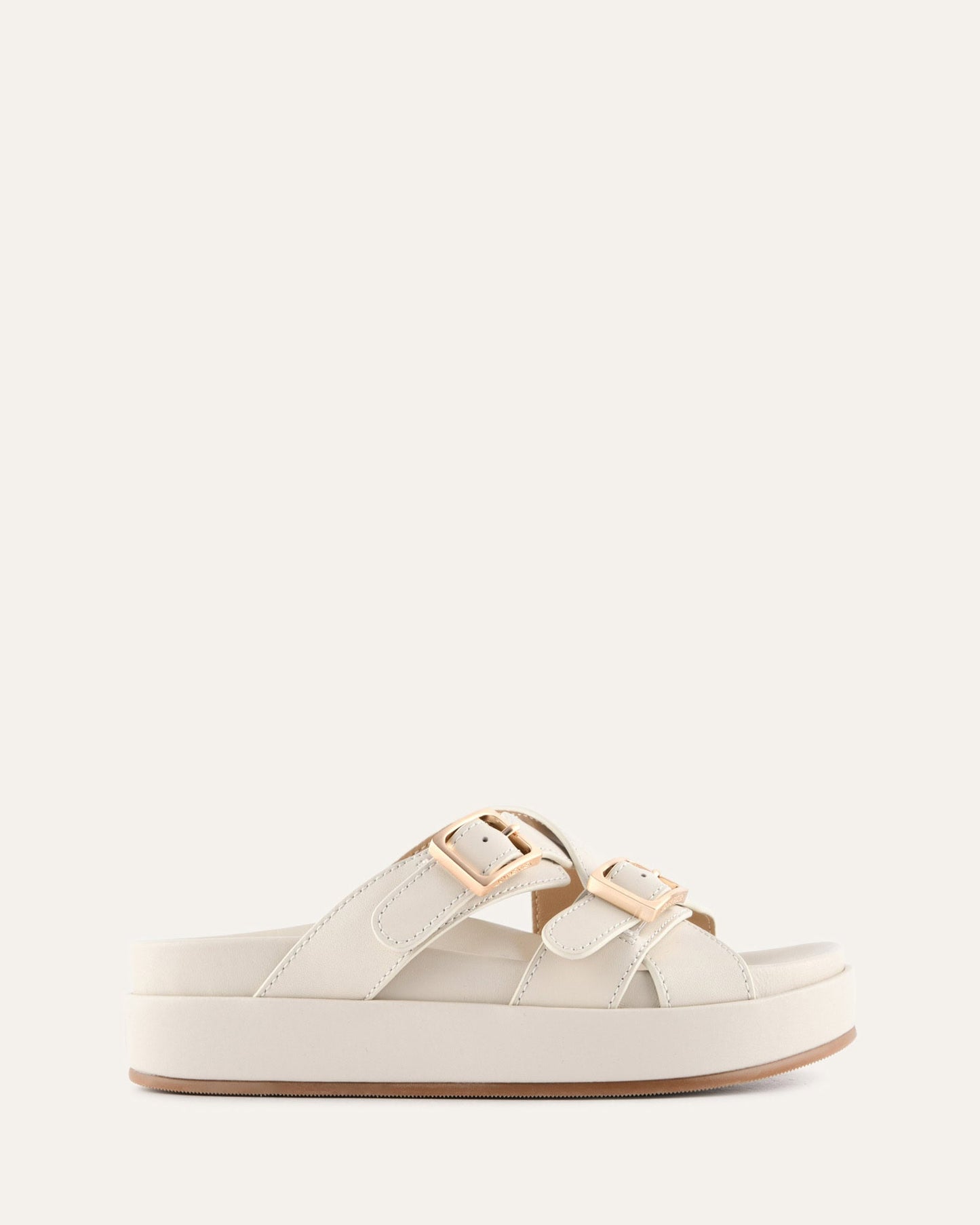 WICCA FLAT SANDALS OFF WHITE LEATHER