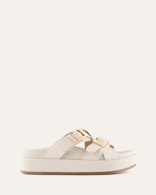 WICCA FLAT SANDALS OFF WHITE LEATHER